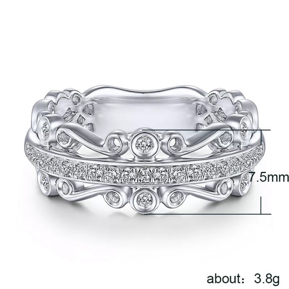 Fashion Rings 925 Silver Jewelry White Sapphire - Picture 3 of 4